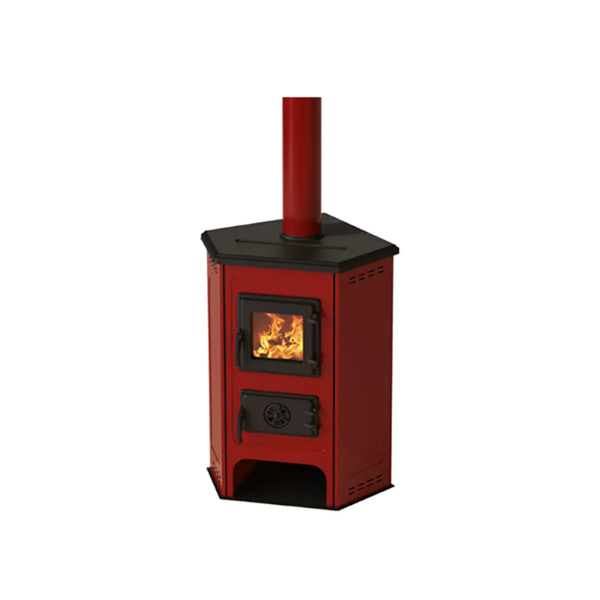 Peć na čvrsto gorivo MBS CORNER ECO crvena